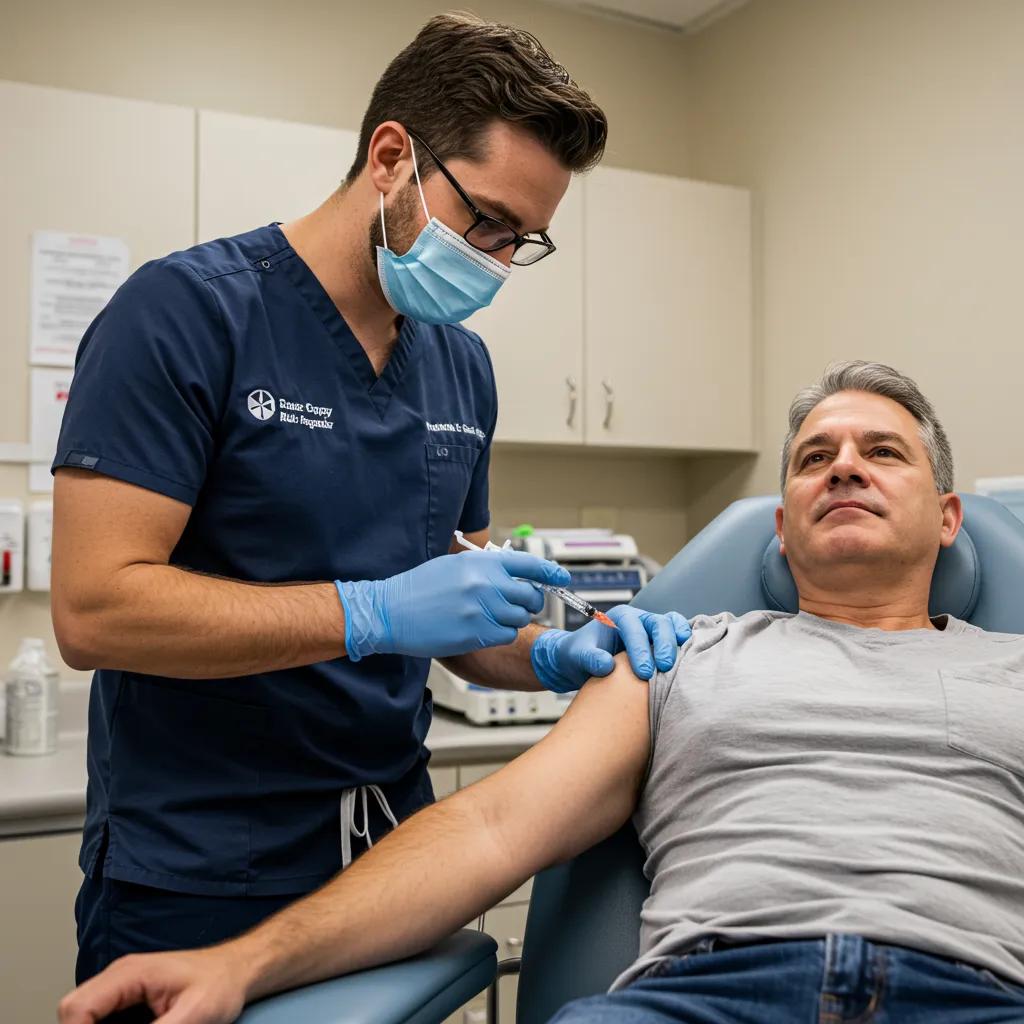 Healthcare professional administering non-surgical joint pain treatment in Houston