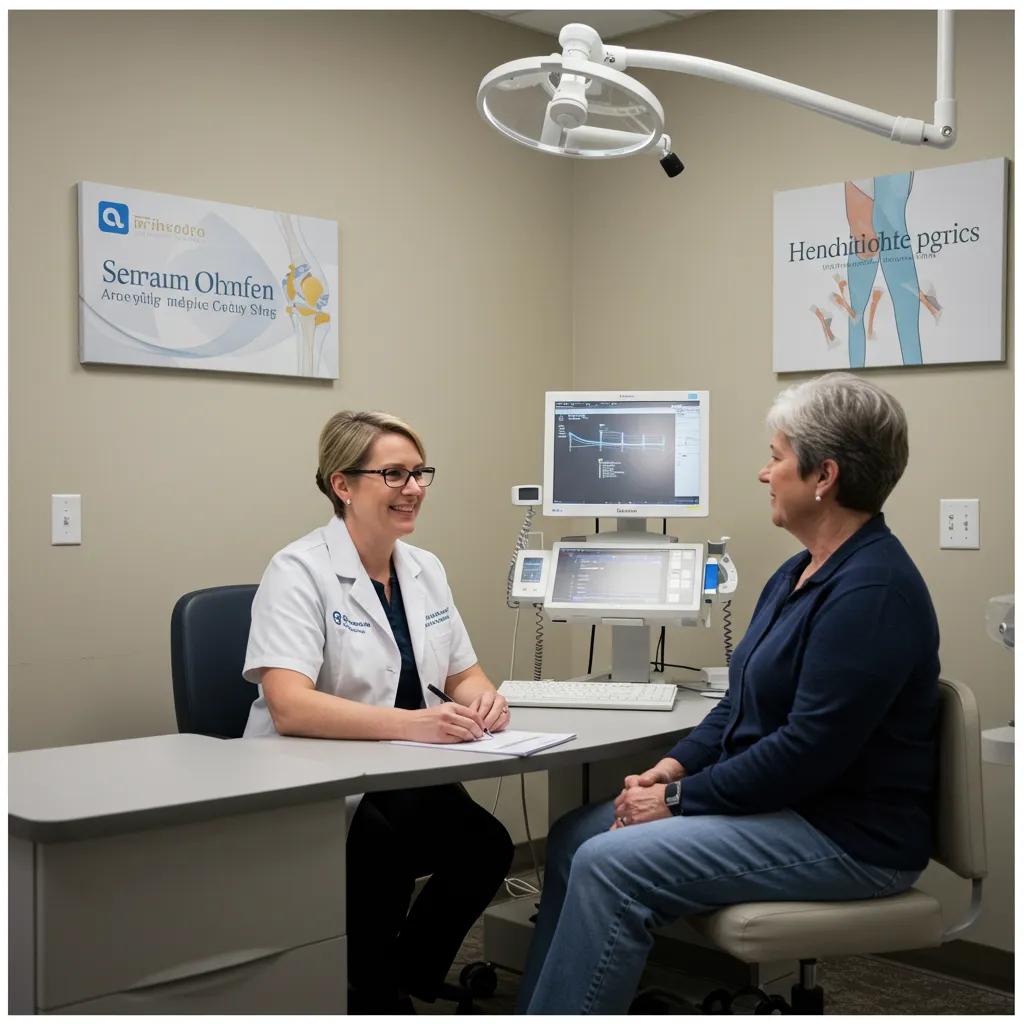 Modern orthopaedic clinic in Memphis with healthcare professional and patient consultation