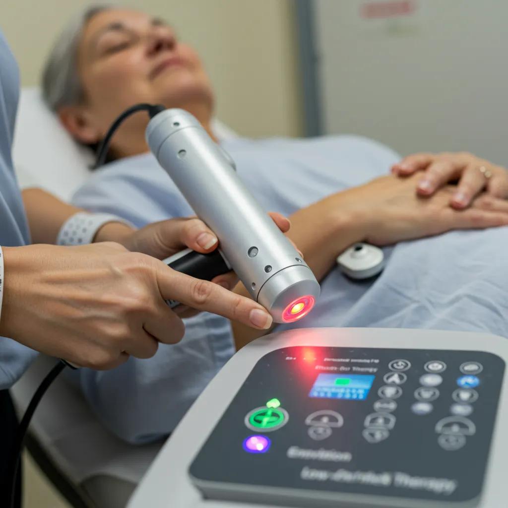 Patient receiving low-level laser therapy for neuropathy treatment in Houston