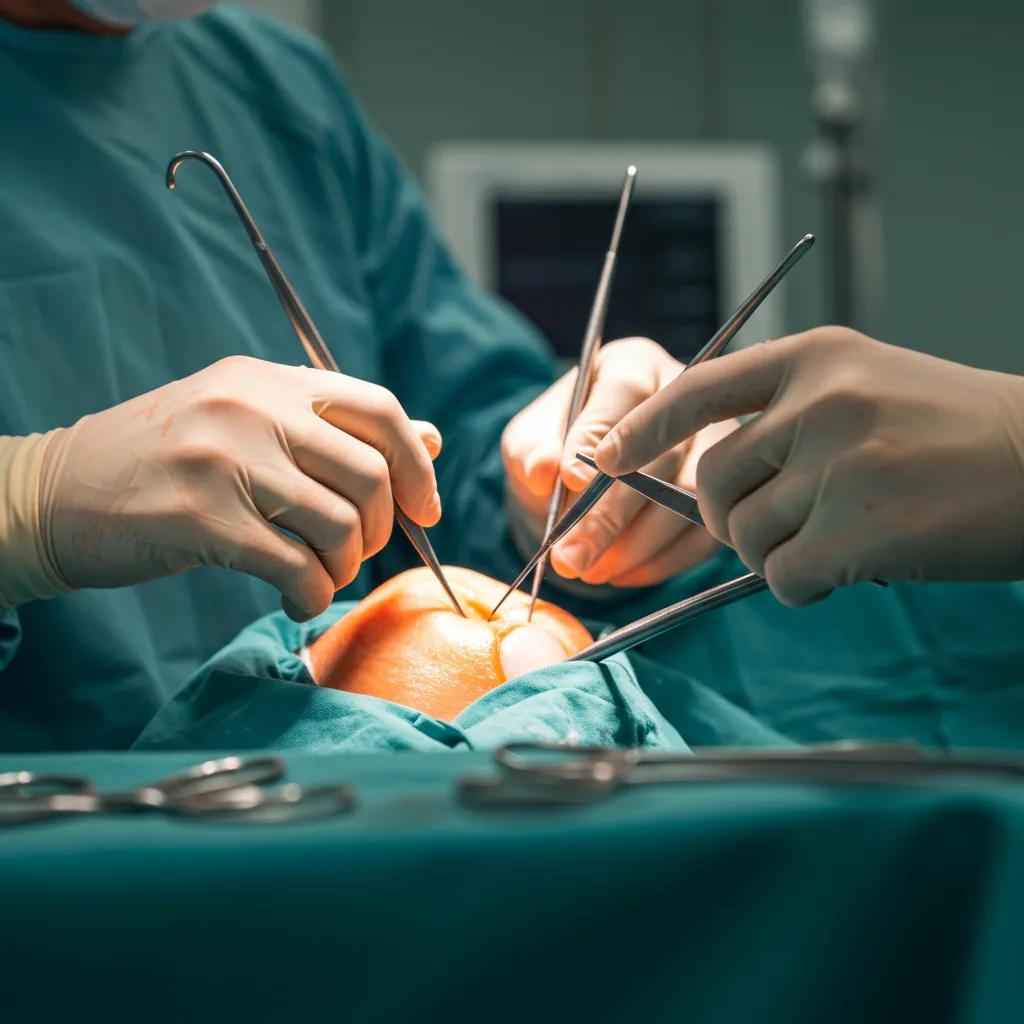 A surgeon using advanced instruments during a minimally invasive orthopaedic procedure