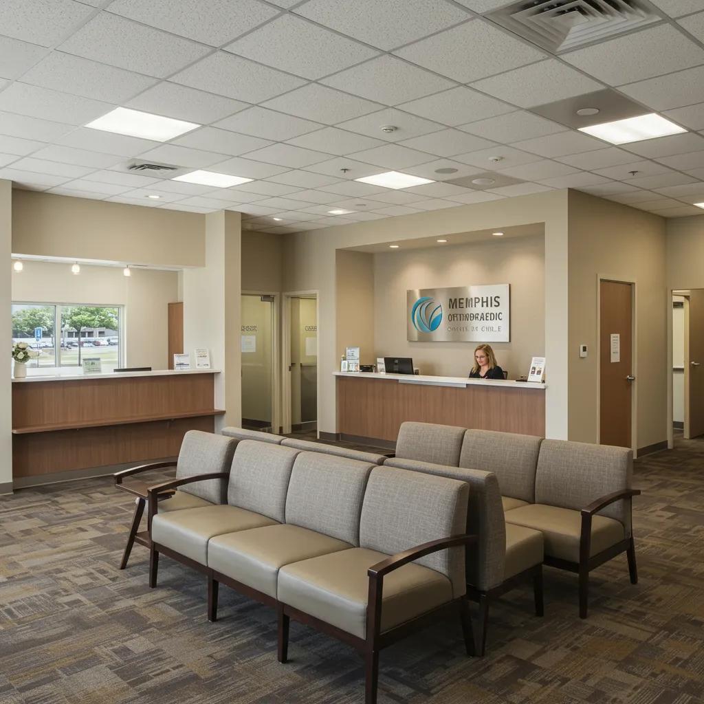 Welcoming Memphis orthopaedic clinic waiting area with natural light and comfortable seating