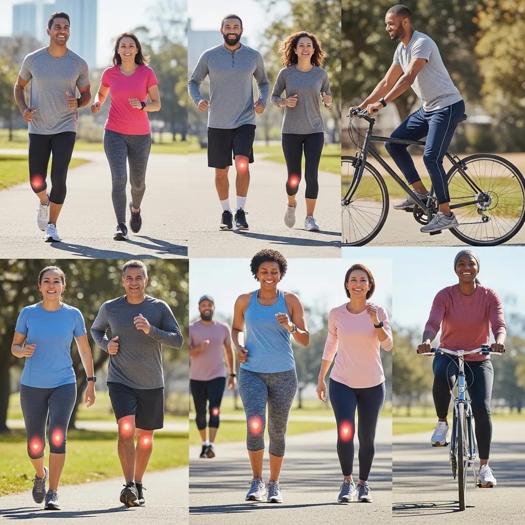 Active individuals in Houston enjoying outdoor activities, symbolizing effective non-surgical knee pain treatments