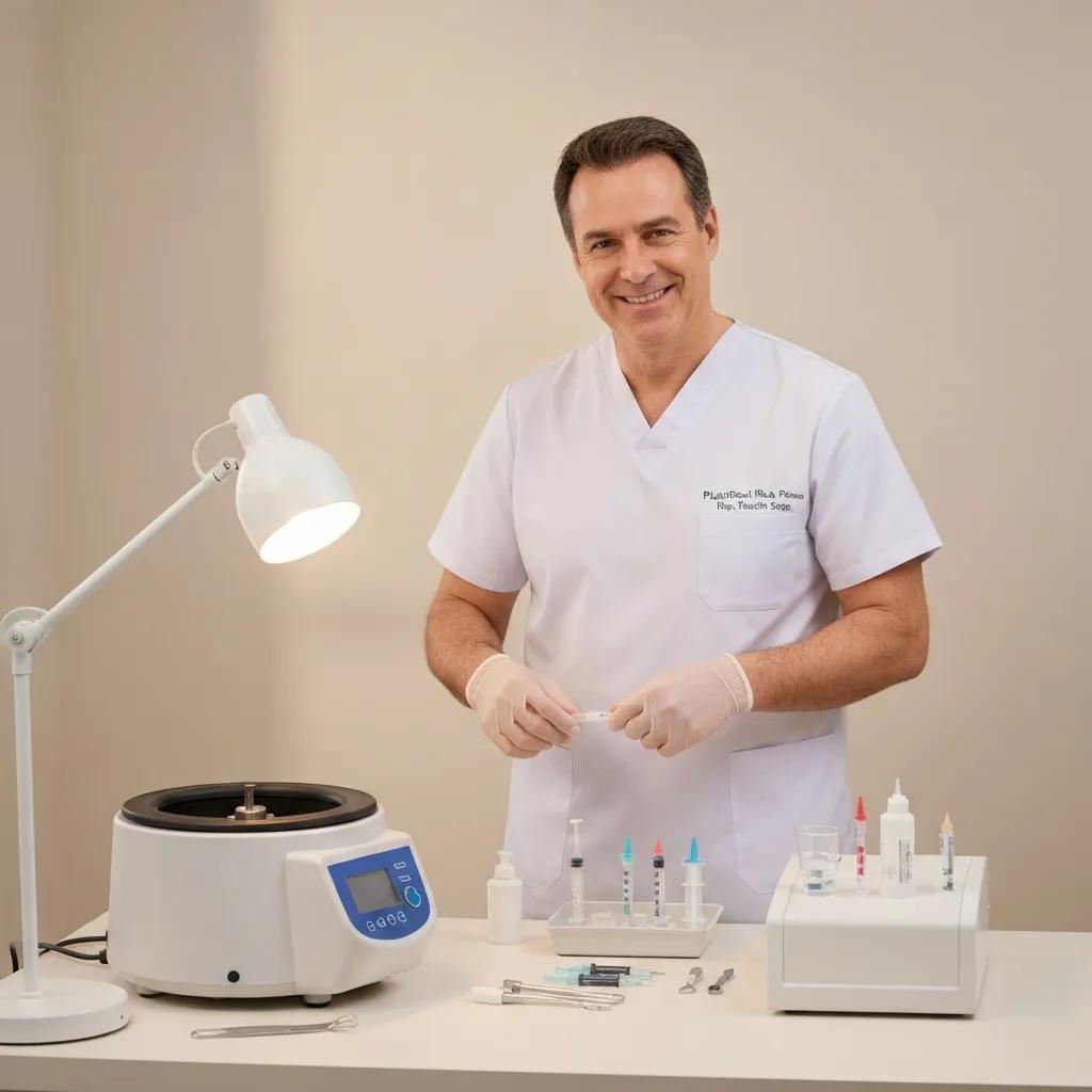Healthcare professional preparing for Platelet-Rich Plasma therapy in a clinical setting